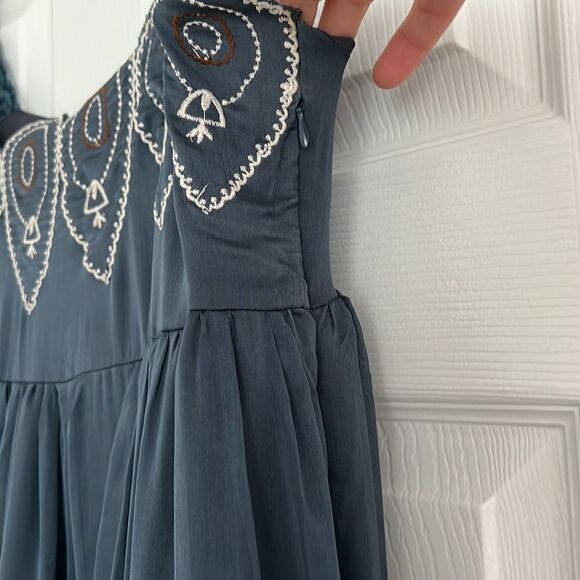 Silk sundress aquamarine Sz Xl summer dress - Picture 4 of 9